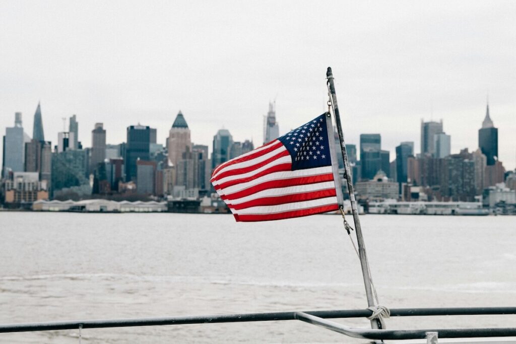 USA flag in New York