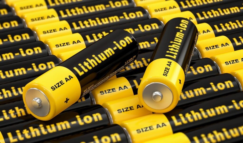 close-up of lithium-ion batteries