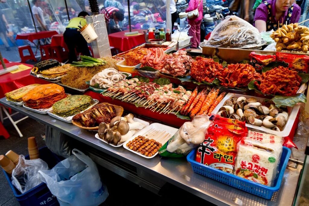 stall selling various food items in Namdaemun Market