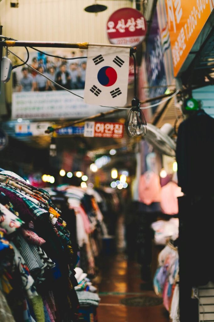 clothes for sale at a Korean traditional market