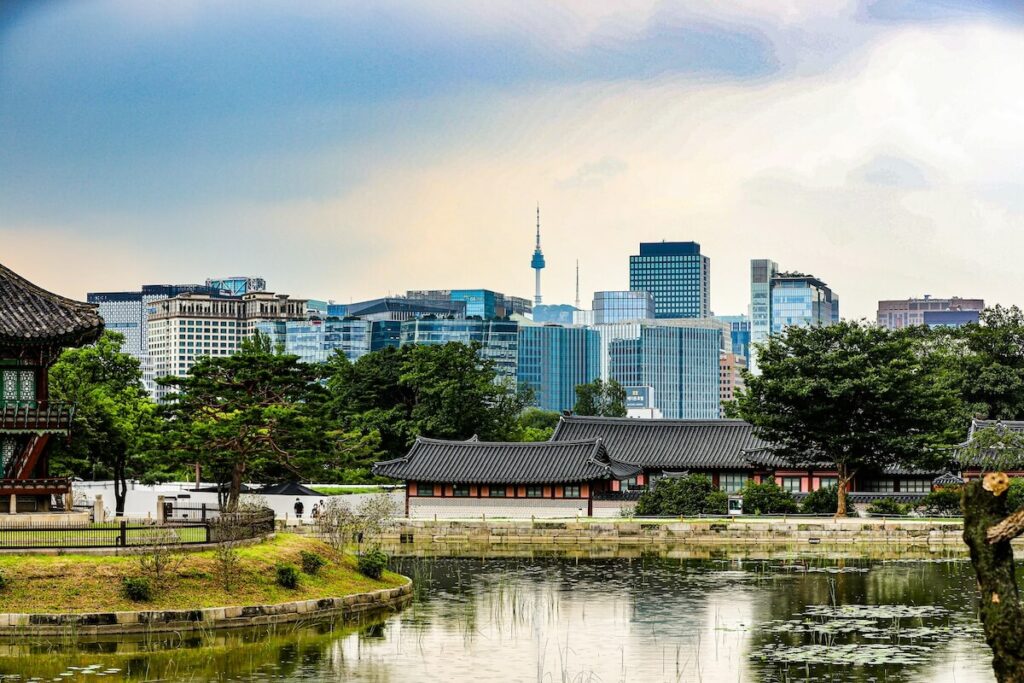 panoramic view of Seoul from Gyeongbokgung Palace