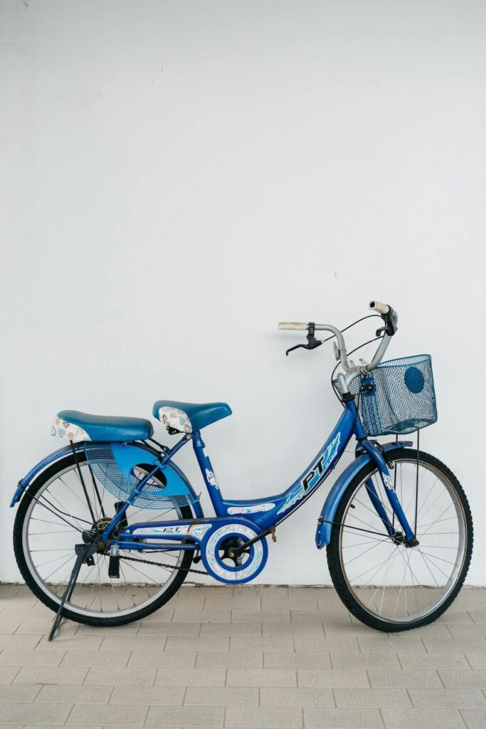 blue bicycle parked