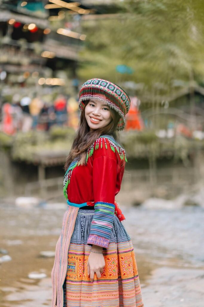 woman wearing traditional Hmong attire