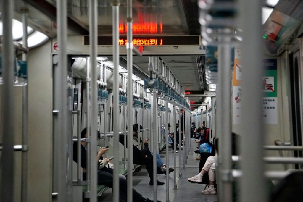 inside a Shanghai metro train