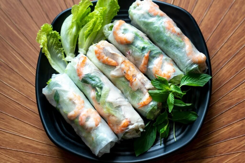 Vietnamese spring rolls in dish