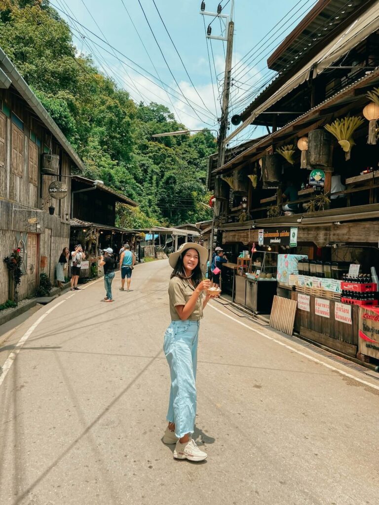 woman posing in a street in Chiang Mai