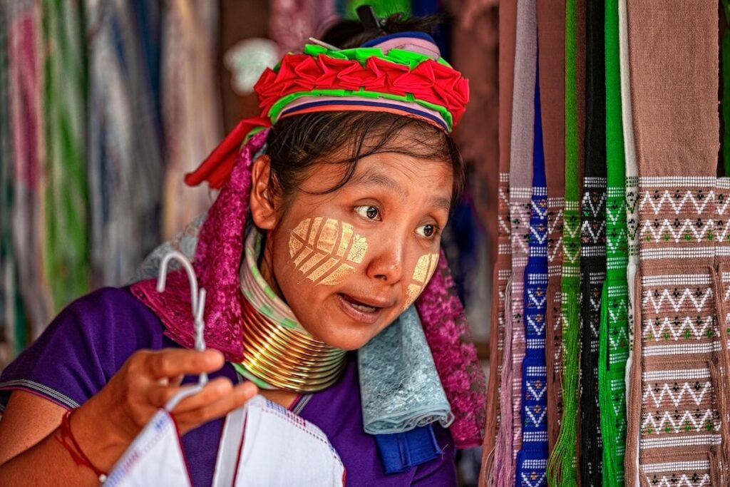 member of the long-necked Karen hill tribe in Chiang Mai