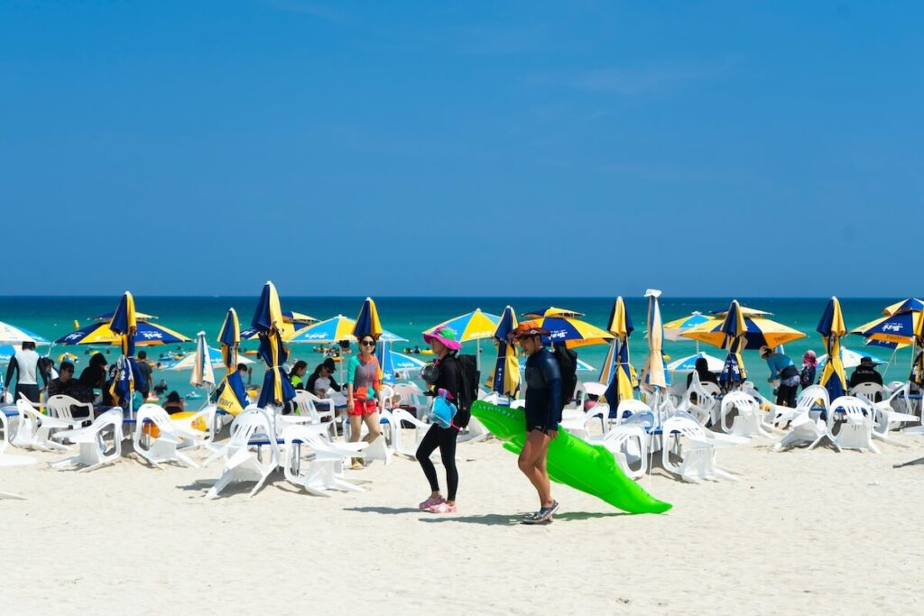 crowded beach in Jeju