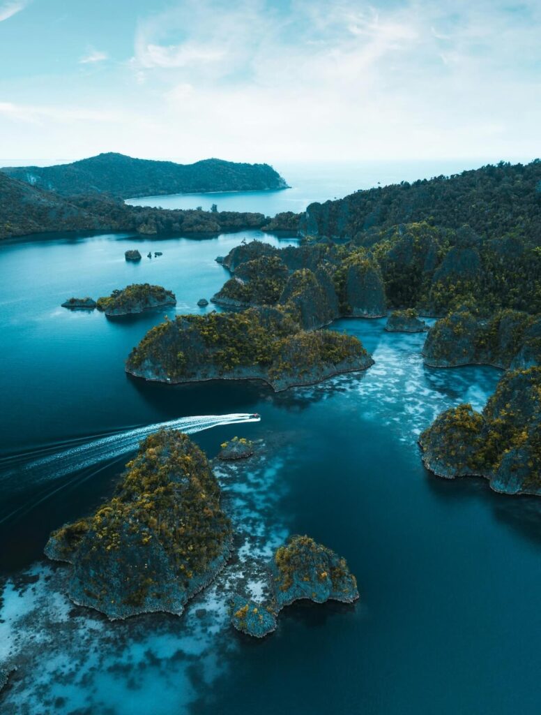 aerial view of islands in Indonesia