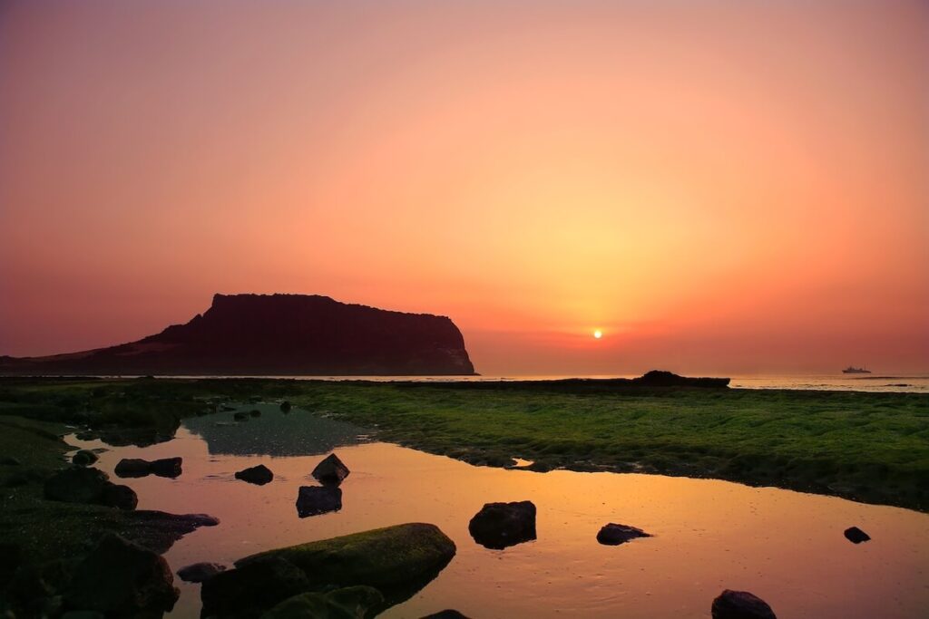 Seongsan Ilchulbong during sunrise