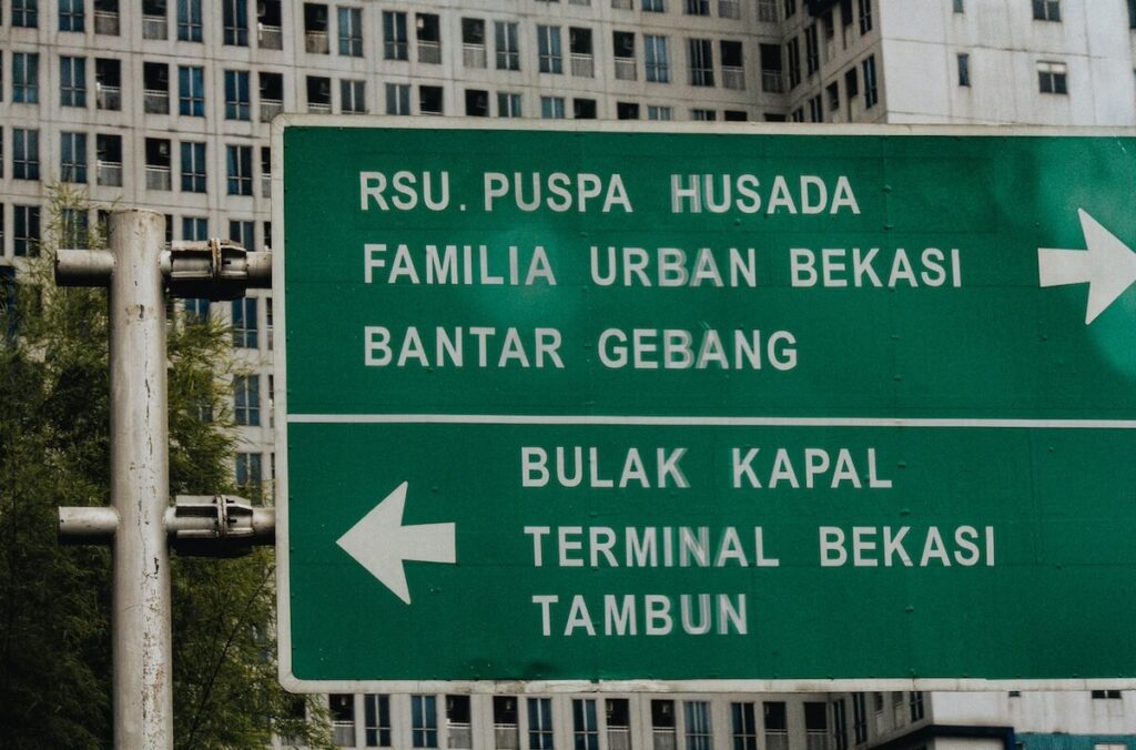 road sign in Bekasi, Indonesia