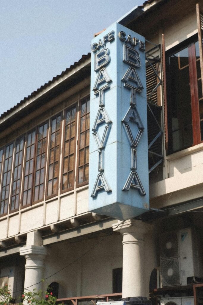 Cafe Batavia sign at Old Town in Jakarta