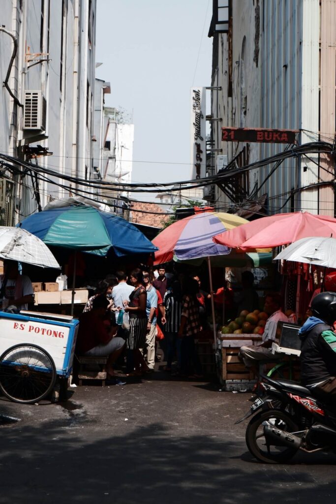 crowded market in Jakarta
