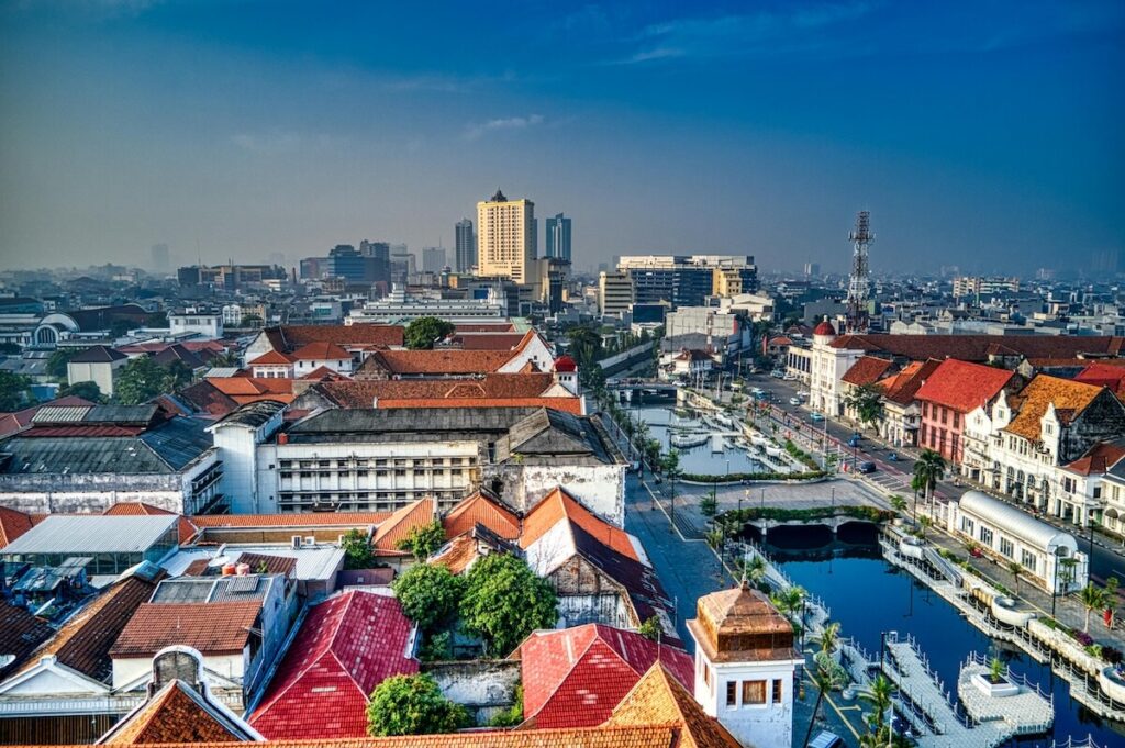 aerial view of heritage buildings in Jakarta