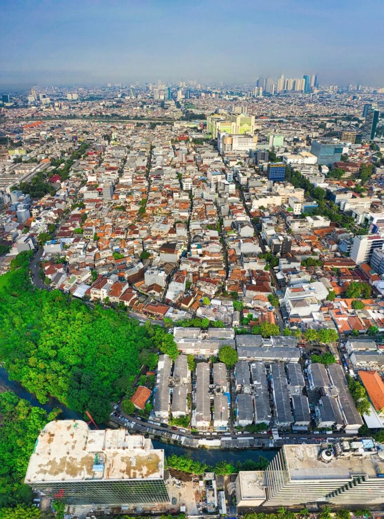 aerial view of Jakarta city