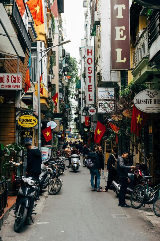 backpacker street in Hanoi