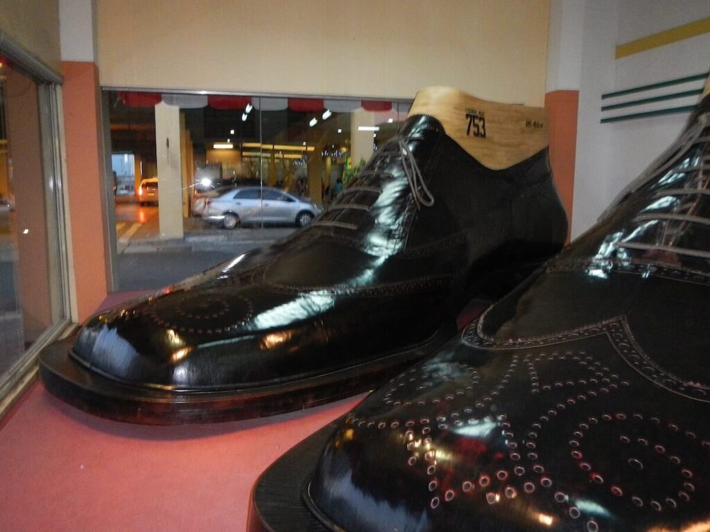 display of big shoes in Marikina City, Philippines