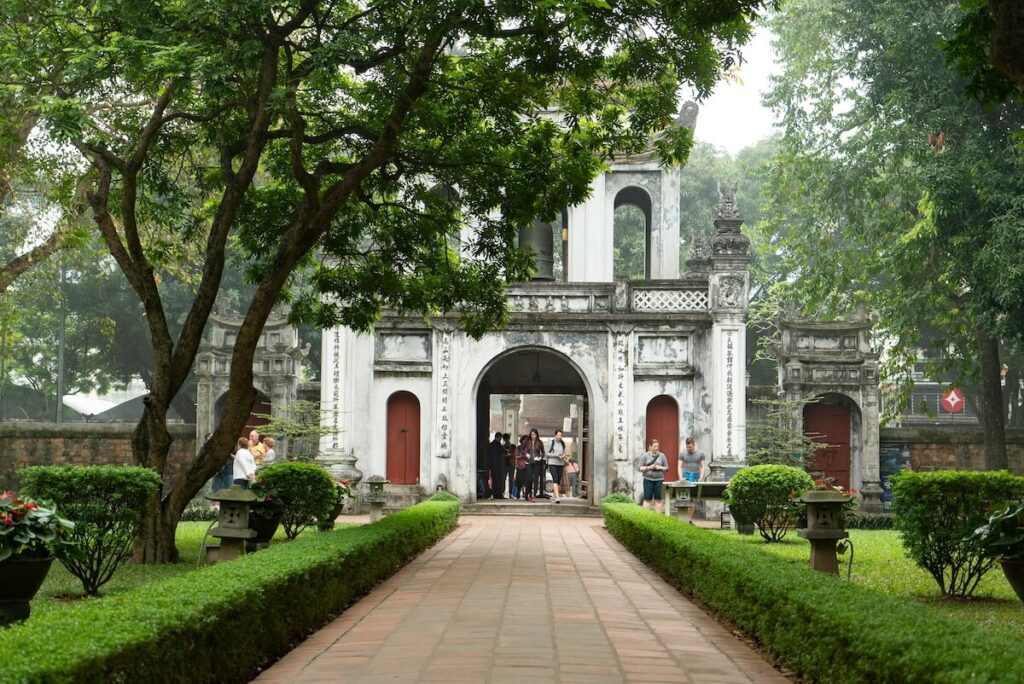 one of the gates at the Temple of Literature in Hanoi