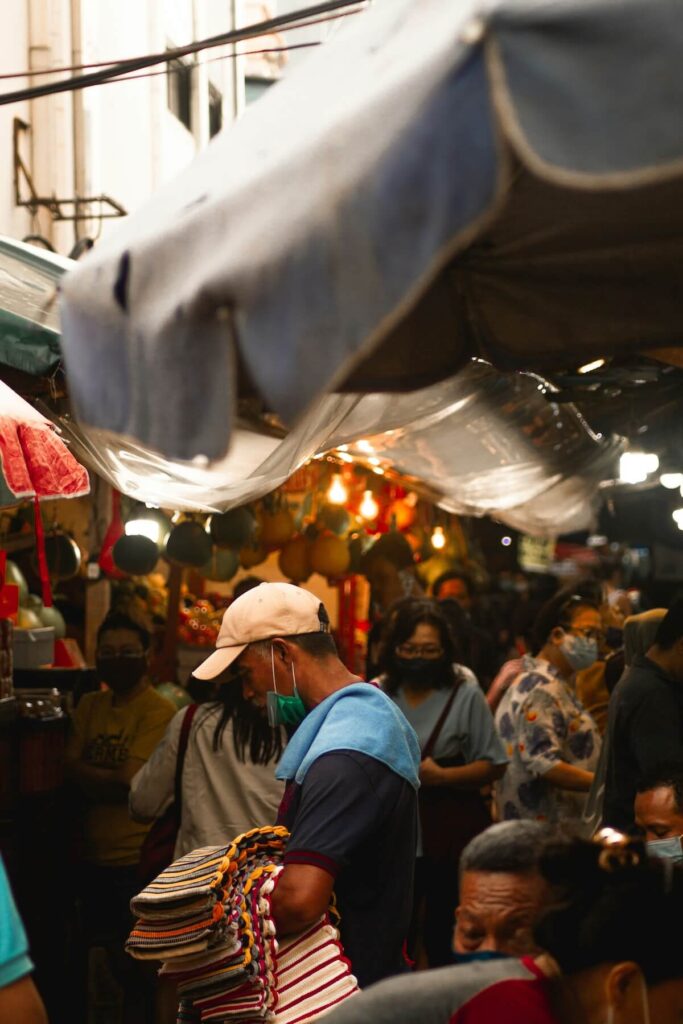 crowd inside an Indonesian market