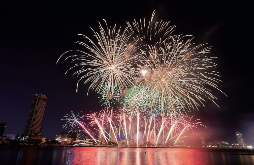 fireworks over Han River in Da Nang