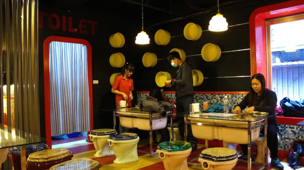 inside the Modern Toilet Restaurant in Taipei