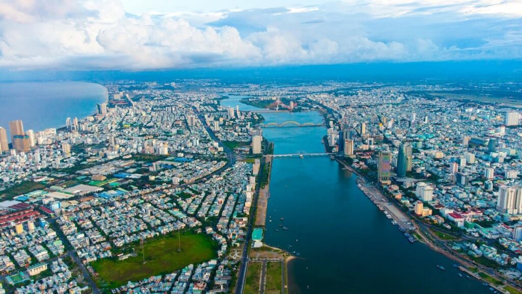 aerial view of Da Nang and Han River
