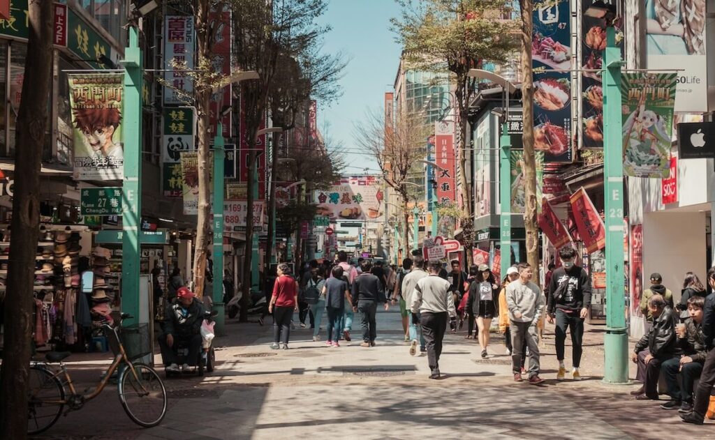 people strolling along Ximending