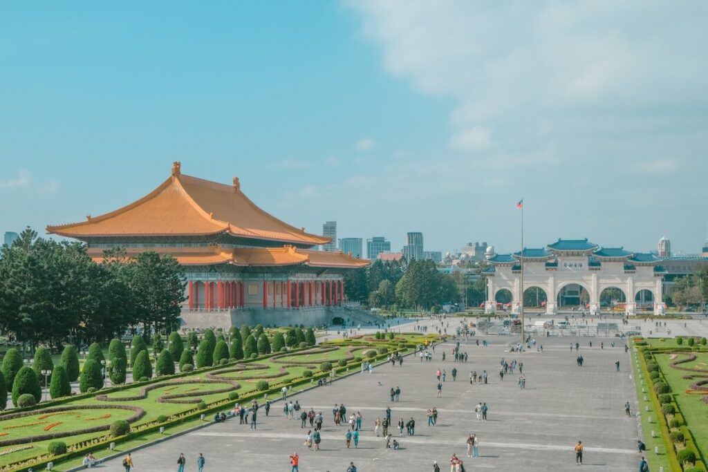 panoramic view of National Theater and National Concert Hall and Democracy Boulevard