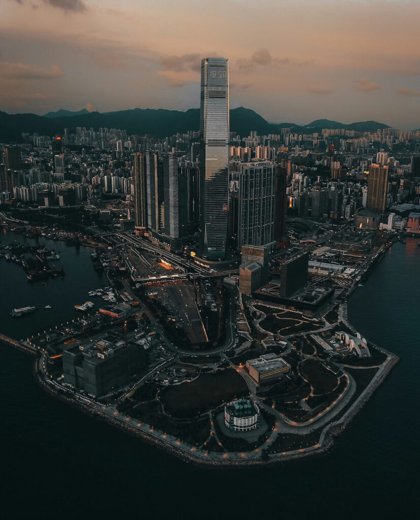 aerial view of Kowloon cityscape