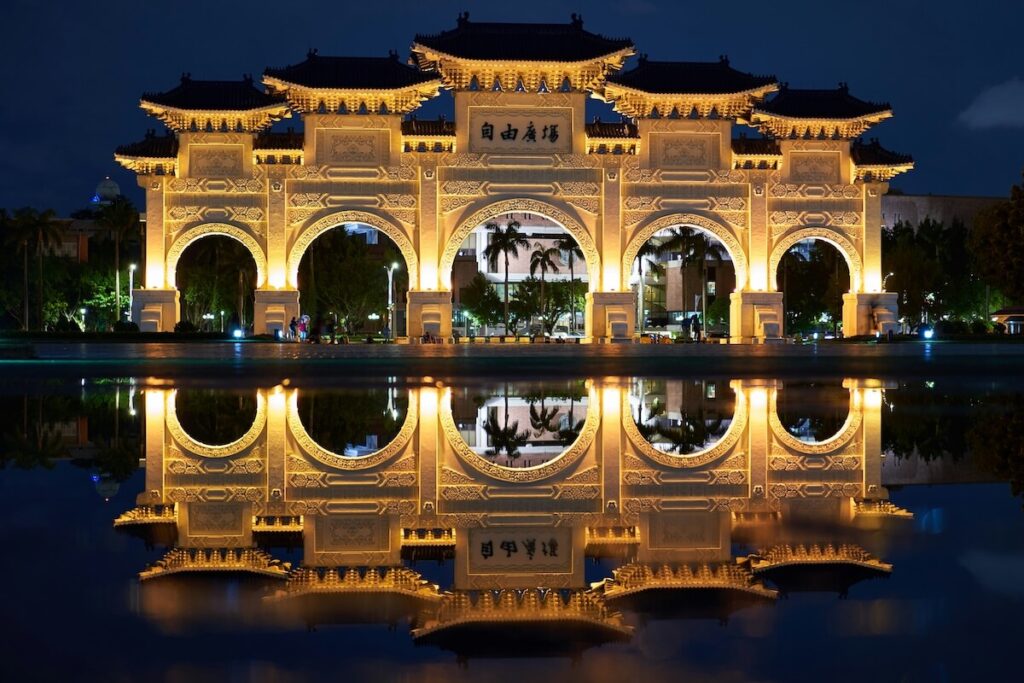 Liberty Arch with reflection on water