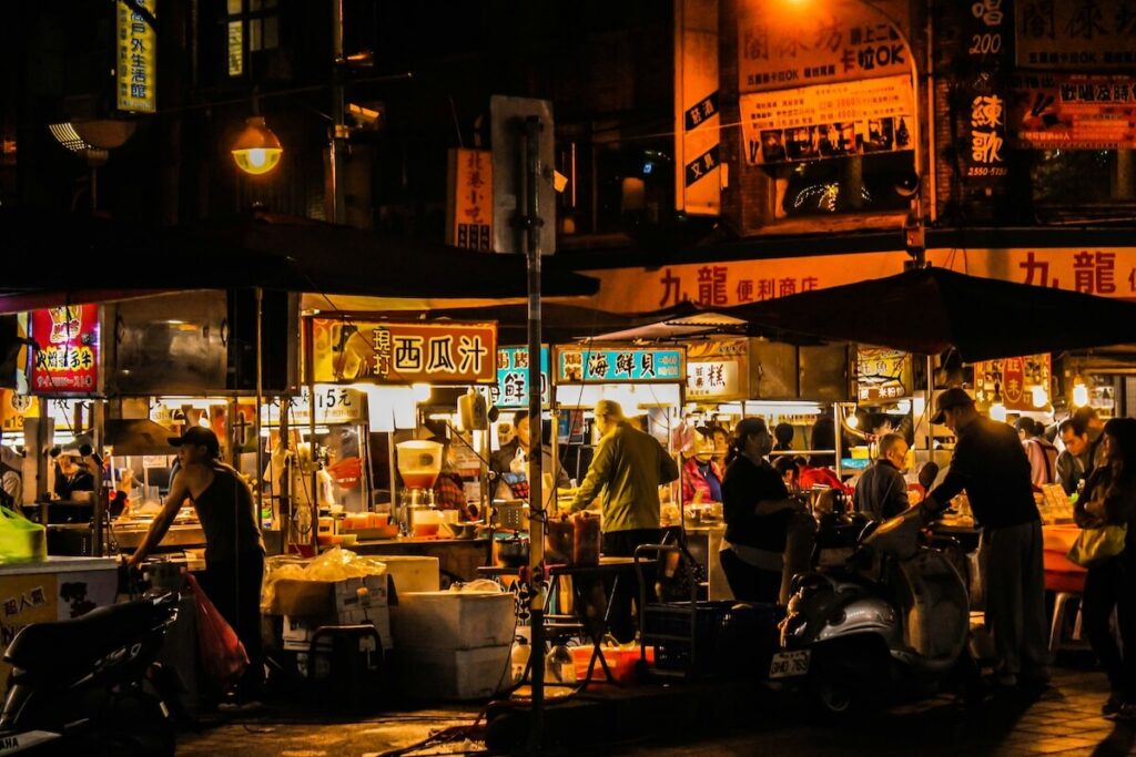 crowd and stalls at the Ningxia Night Market