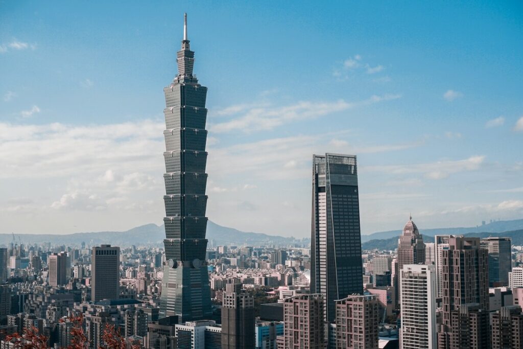 panoramic view of Taipei 101 and other buildings in Taipei