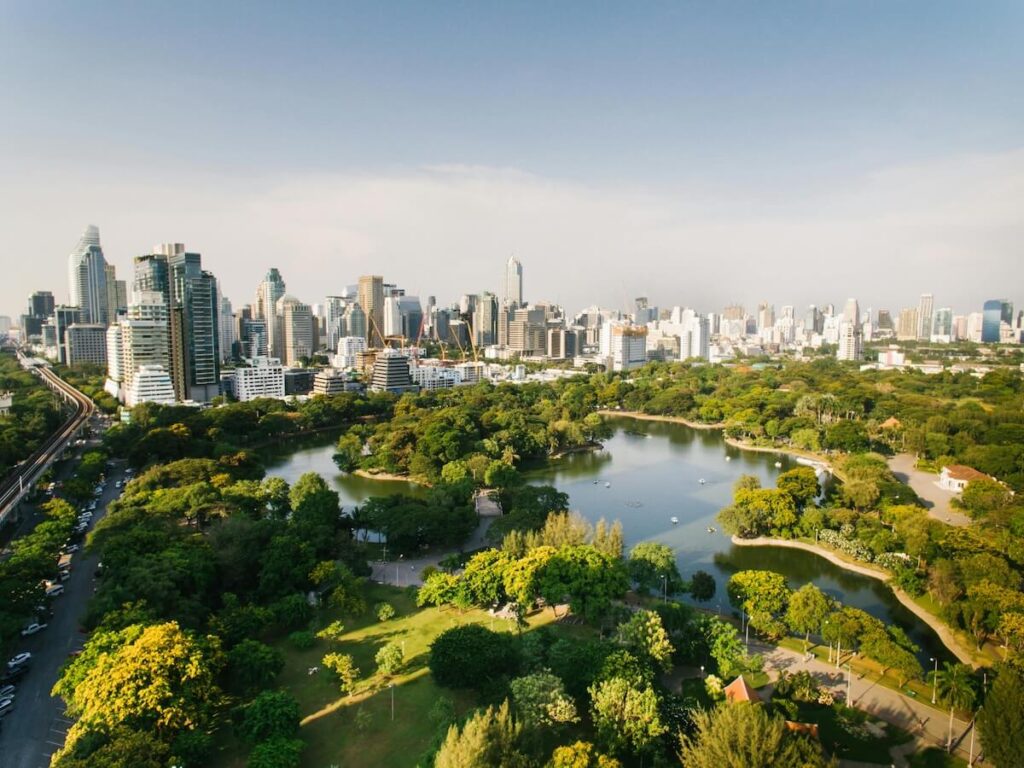 aerial view of Lumphini Park in Bangkok