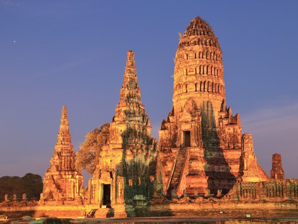 Wat Chaiwatthanaram spires in Ayutthaya