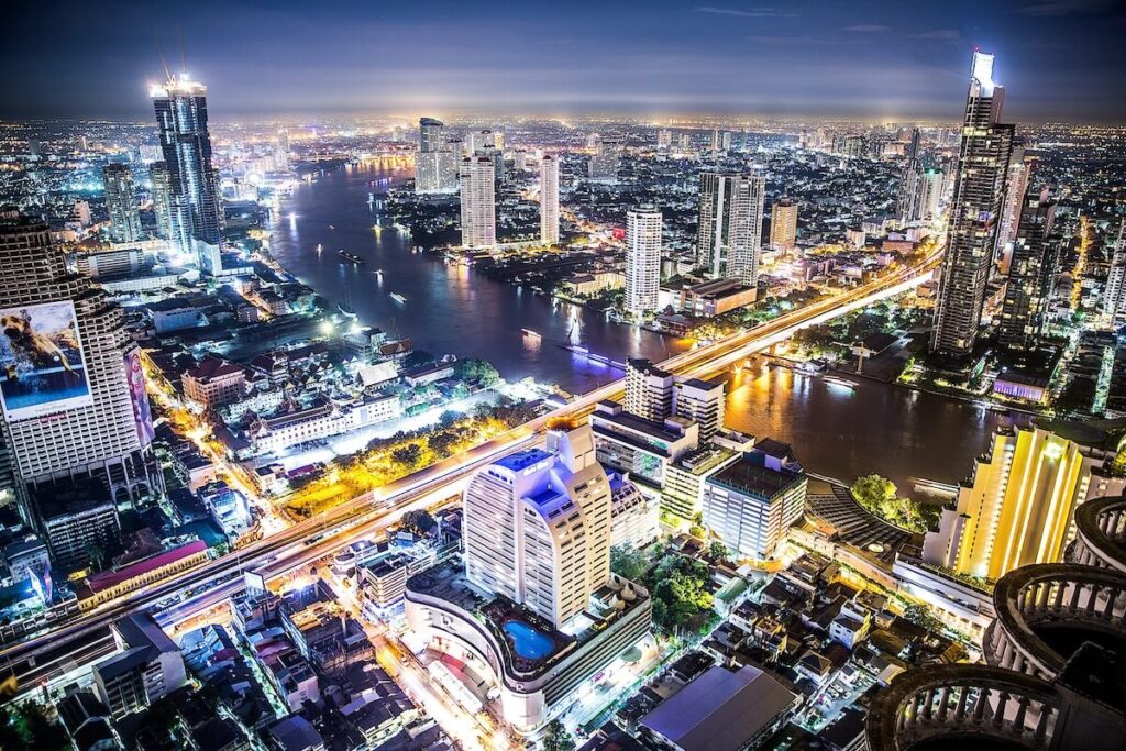aerial view of Bangkok nightscape