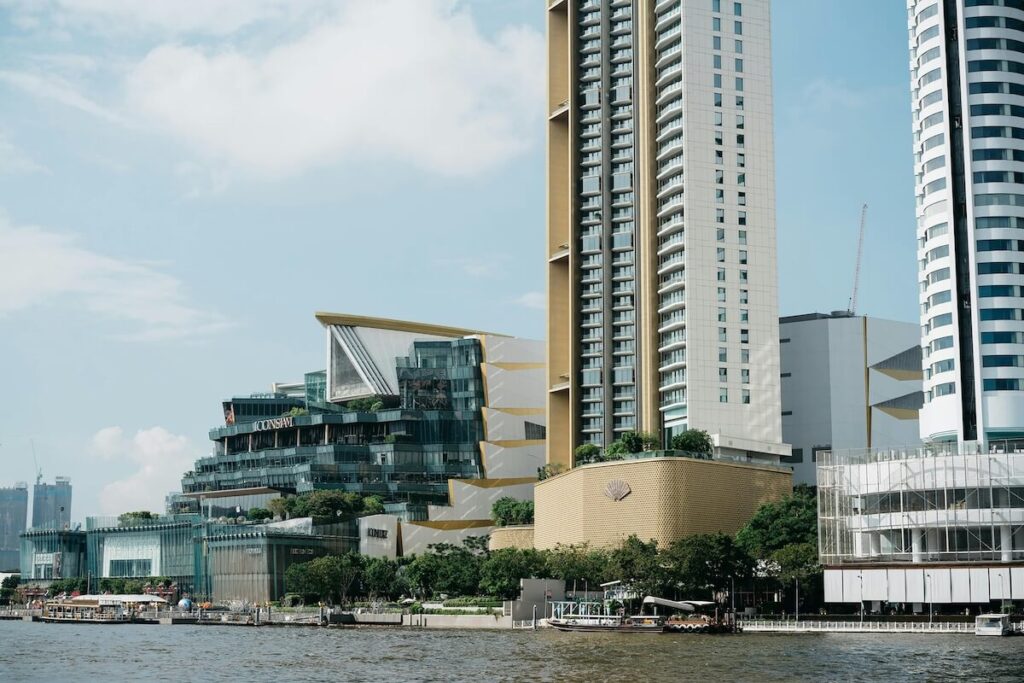 ICONSIAM mall and other buildings as seen from the river