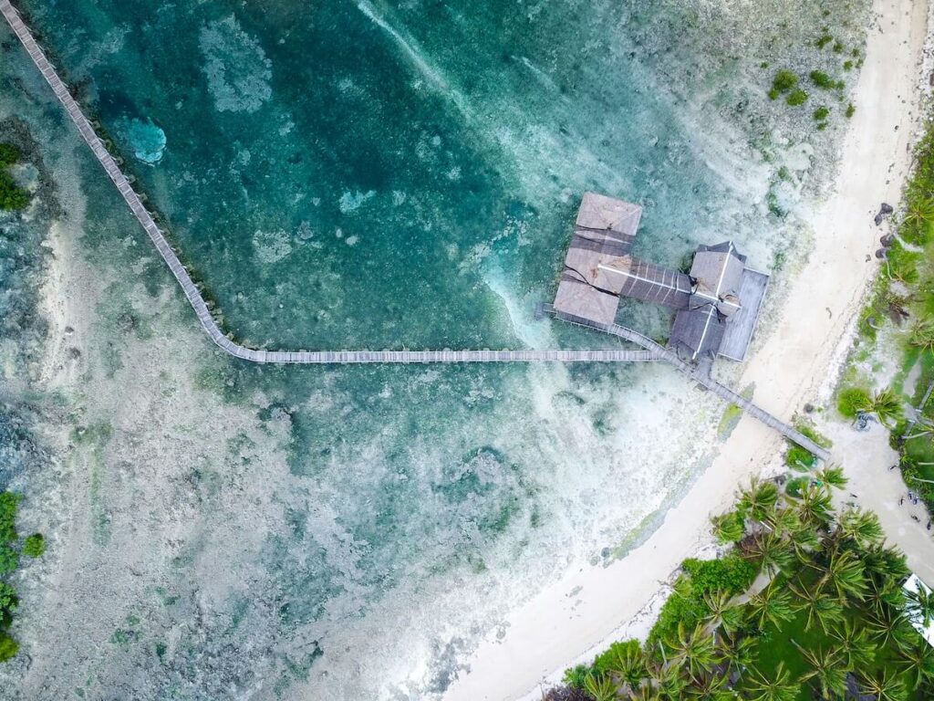 bird's eye view of Cloud 9 beach in Siargao