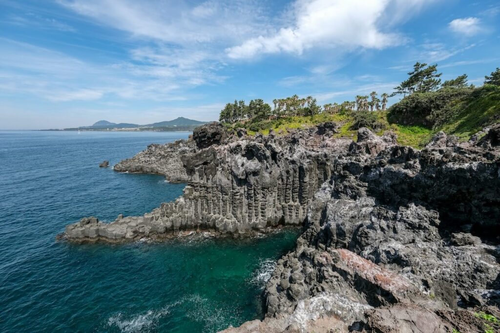 aerial shot of Jusangjeolli Cliff