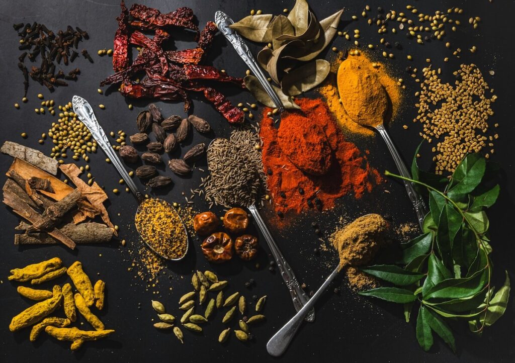 top shot of assorted spices