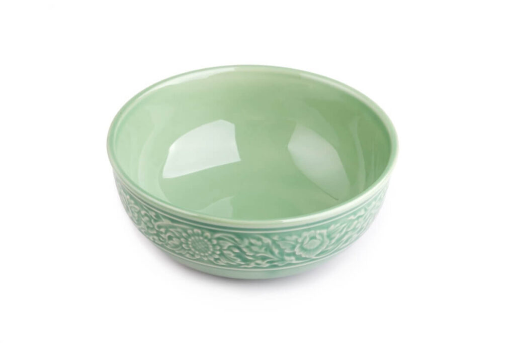 celadon bowl with white background