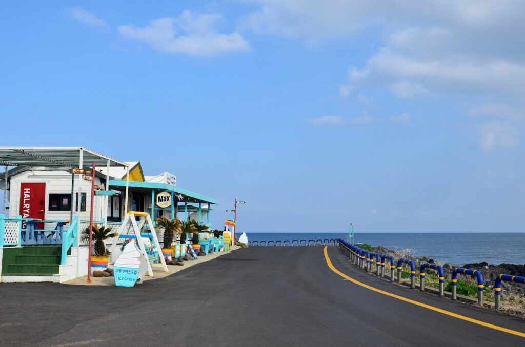 quiet coastal street in Jeju