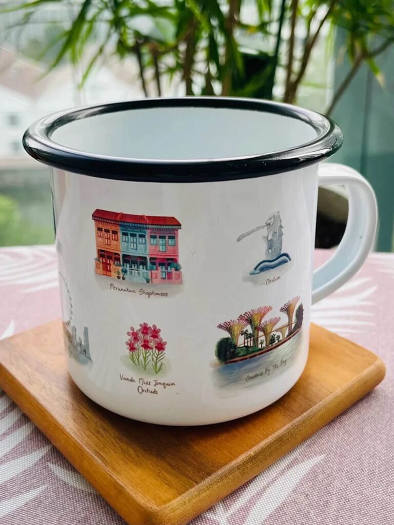 Singapore-inspired enamel mug