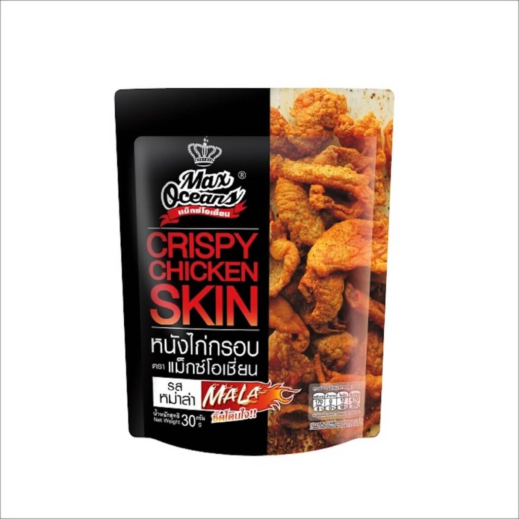 Max Cceans crispy chicken skin in Mala flavor