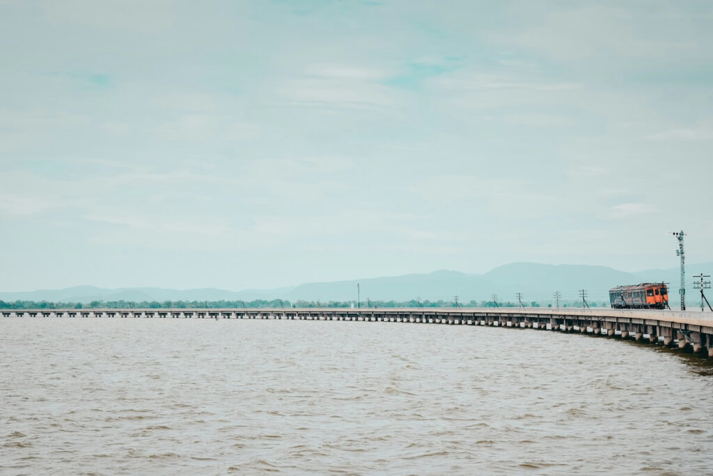 train railway over water in Lopburi