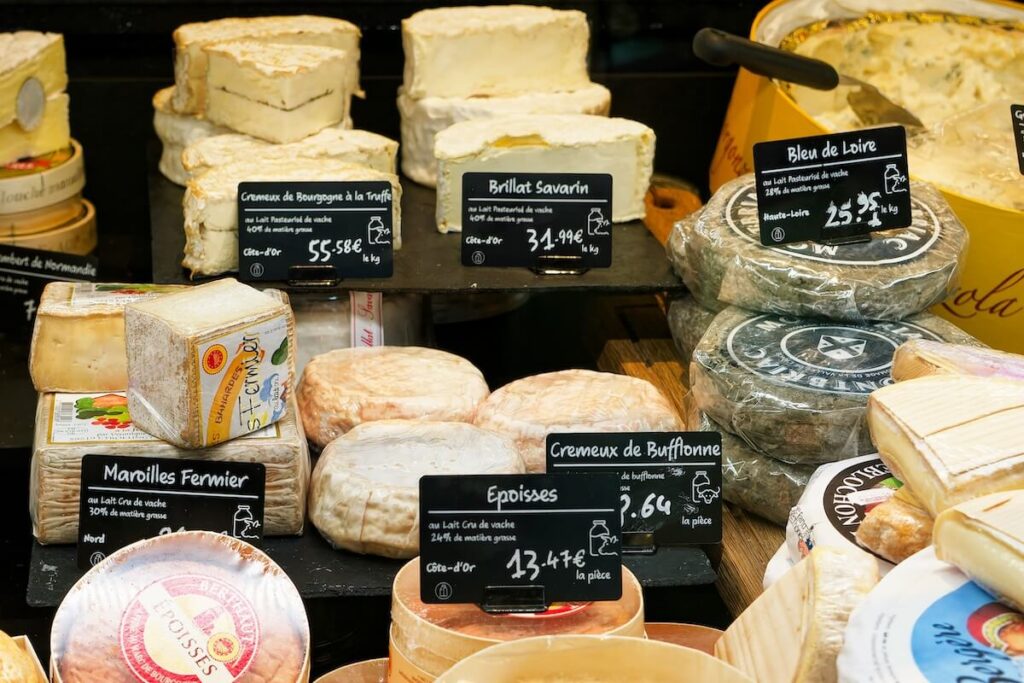 assorted French cheeses