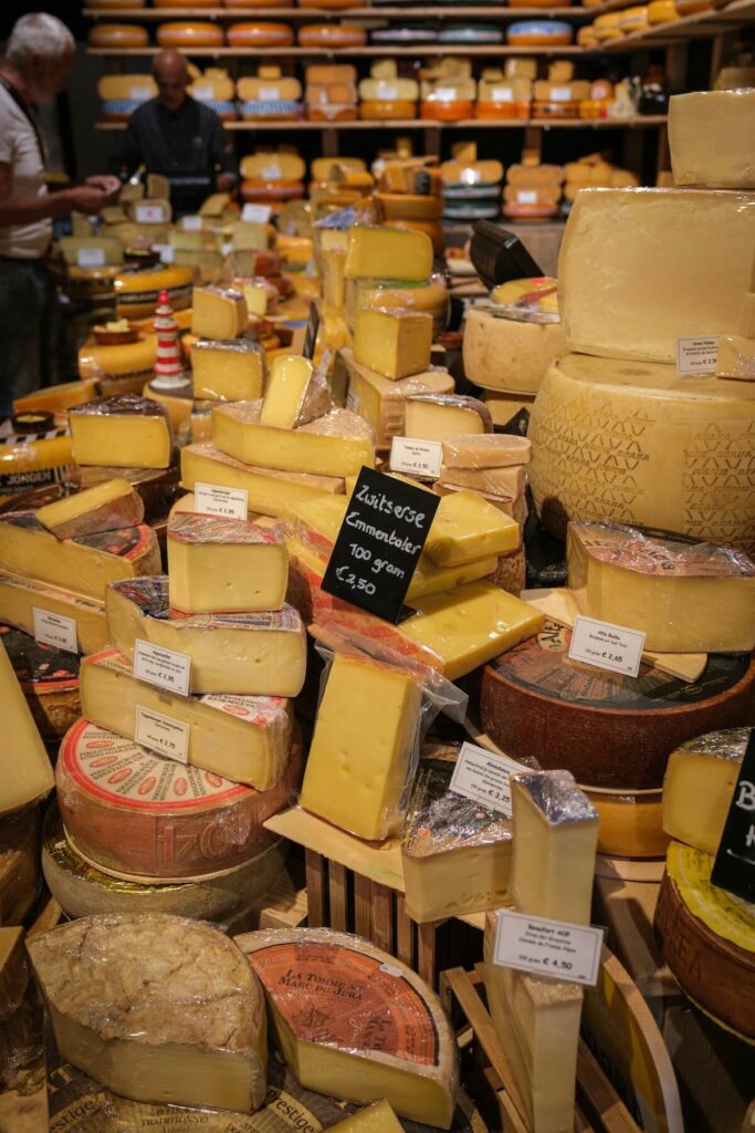 assorted cheese at the market