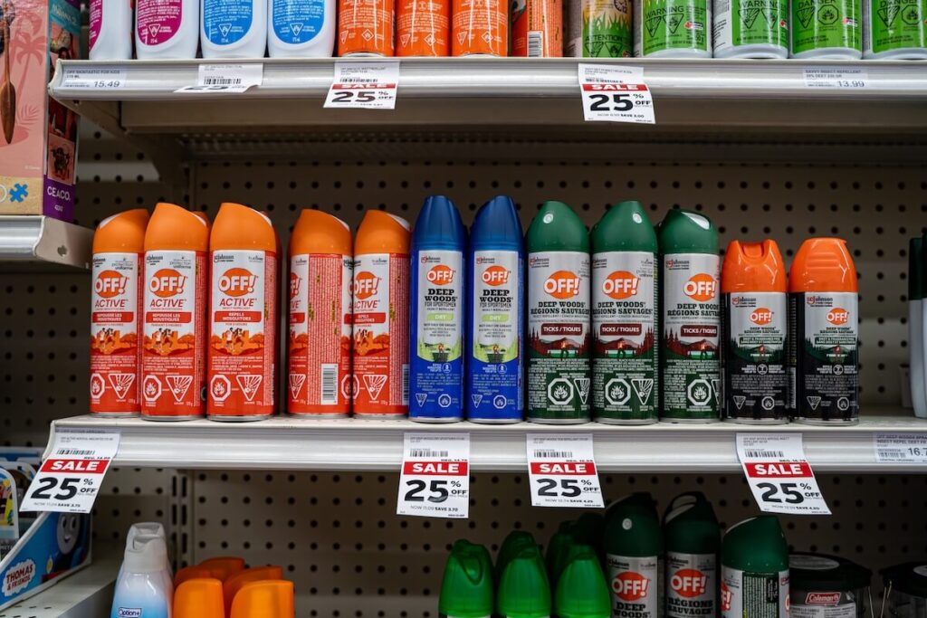 variety of insect repellent on store shelves