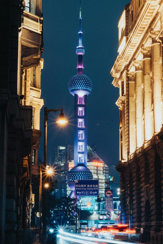 The Oriental Pearl TV Tower at night