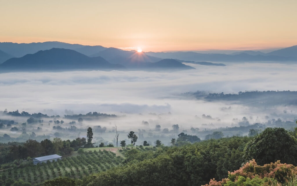 fogs as seen from Yun Lai Viewpoint in Pai, Thailand