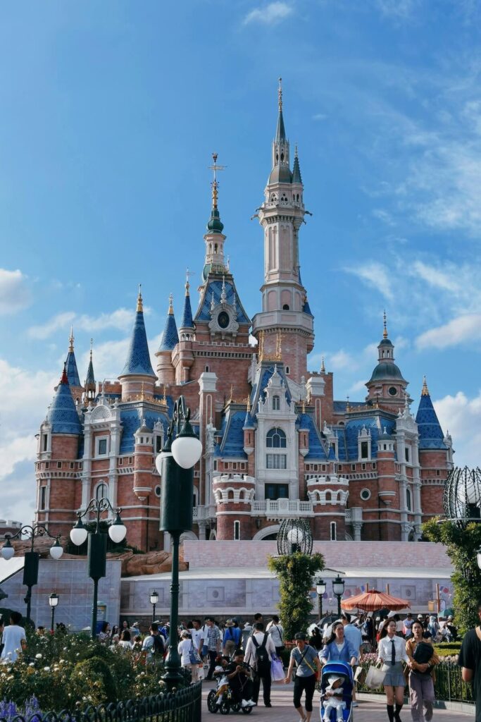 Shanghai Disney Castle and tourists
